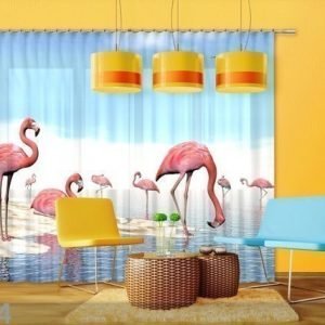 Ag Design Puolipimentävä Fotoverho Flamingos 280x245 Cm