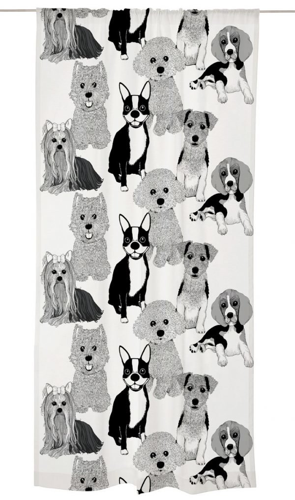 Vallila Doggies Verho Black White 140x240 Cm