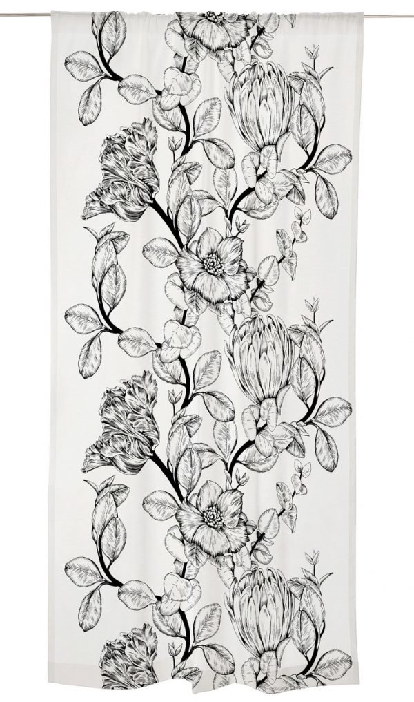 Vallila Gloria Natural Verho Black White 140x250 Cm