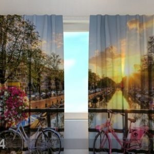 Wellmira Läpinäkyvä Verho Beautiful Sunrise Over Amsterdam 240x220 Cm