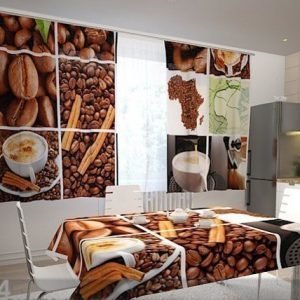 Wellmira Läpinäkyvä Verho Coffee Africa 200x120 Cm