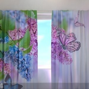 Wellmira Läpinäkyvä Verho Lilac And Butterflies 240x220 Cm