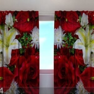 Wellmira Puolipimentävä Verho Roses And Lilies 240x220 Cm